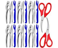 20-teiliges Set für Meeresfrüchte – 6 Krabbenknaller, 6 Hummerschalen und 6 Krabbenbeingabeln 2 Meeresfrüchte Schere & Aufbewahrungstasche – Nussknacker-Set