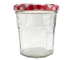 Nutleys 324ml Glas, Einmachglas mit Weithals mit Gingham-Deckel, klar - Rot (12 Stück)