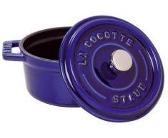 Staub Cocotte/Bräter rund mit Deckel (22 cm, 2,6 L, induktionsgeeignet, mit mattschwarzer Emaillierung im Inneren des Topfes) dunkelblau