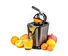 Black+Decker BXCJ100E Edelstahl Zitruspresse für Zitrusfrüchte, Orangenpresse 100W, Universalaufsatz für Zitrusfrüchte, Fließstopfunktion, Edelstahlgehäuse, Profi Hebelarm, ohne Kraftaufwand