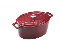 Rösle Bräter oval Dark Red,emailliertem Gusseisen, temperaturbeständig bis 400 °C,6 Liter, Höhe: ca.13cm,Ideal zum Anbraten und für Schmorgerichte und Brotbacken,Farbe Rot