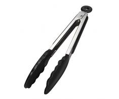 iNeibo Grillzange Küchenzange Silikon aus rostfreiem Edelstahl und hitzebeständigem Silikongriff. 23cm Schwarz