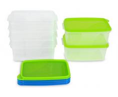 Kigima Frischhaltedose Gefrierbehälter 0,75l Rechteckig 15x10x7 cm 6er Set blau und grün