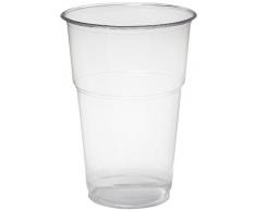 PAPSTAR Plastikbecher/Einwegbecher 0.4 l pure (70 Stück), Bio-Kunststoff PLA, Transparent