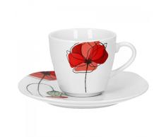 Van Well Monika Espressotasse + Untertasse im 2-tlg.-Set, Blumendekor, edles Marken-Porzellan