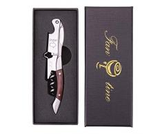 FANTINE Kleiner exquisiter professioneller Kellner-Korkenzieher All-in-One-Korkenzieher Schwarzer Palisandergriff,Flaschenöffner und Folienschneide