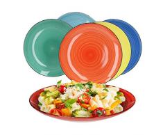 MamboCat 6er Set Colour Power Speiseteller Retro-Stil I Ø 26,5 cm I Essteller I 6 Farben I Strudel-Dekor