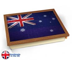 Australia World Cup Flag Cushion Lap Tray Kissen Tablett Knietablett Kissentablett - Holz Effekt Rahmen
