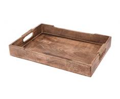Meinposten. Tablett Serviertablett Holz Mango braun Holztablett Deko Dekotablett Dunkelbraun (Groß (46 x 30 cm))