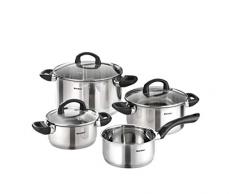 Karcher Topfset Mia aus Edelstahl, Kochgeschirr Induktion-Kochtopf-Set, Töpfe mit Glasdeckel und Stielkasserolle, 4-teilig