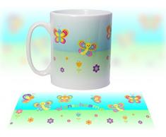 Tasse mit Motiv Schmetterlinge - Tiere - Fantasie/Kunststoff Melamin BPA-frei/optional mit Wunschname/personalisierbar - tolles Geschenk - Geburtstagsgeschenk