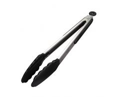 iNeibo Grillzange Küchenzange Silikon aus rostfreiem Edelstahl und hitzebeständigem Silikongriff. 30cm Schwarz