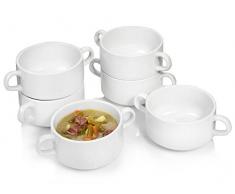 Sänger Suppenschüssel 6er Set aus Porzellan | Füllmenge der Suppenschalen 250 ml | Zeitlose Schalen mit Henkeln | Suppentassen für einfaches Servieren Ihrer Suppen