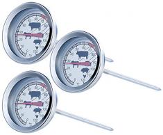 Rosenstein & Söhne Ofenthermometer: Analoges XL Fleisch- und Braten-Thermometer, 3er-Set (Thermometer Grill)