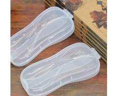 Qingsb Aufbewahrungsbox für Löffel, Gabel, transparenter Kunststoff