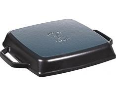 Staub 40511-728-0 Grillpfanne, rechteckige mit zwei Griffen, 23 x23 cm, Gusseisen, schwarz
