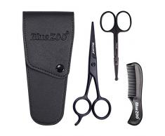 iSpchen 3-teiliges Bartscheren-Set, Bart- und Schnurrbart-Pflegeset Schnurrbartschere und Schnurrbartkamm für Männer Mehrzweckscheren-Set mit Aufbewahrungstasche