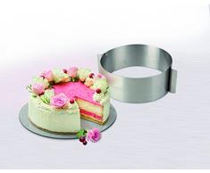 Dr. Oetker Tortenring Ø16- Ø30cm, flexibel verstellbar, perfekt geeignet für Schichttorten, mit zwei Griffen zum Ziehen, (Farbe: silber), Menge: 1 Stück