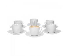 Van Well Kaffeetassenset Lilli, 12-TLG. Set, 6X Kaffeetasse 150 ml + 6X Unterteller 142 x 142 mm, edles Markenporzellan, glänzend, Geschirrset, klassisch weiß, quadratisch