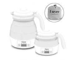 Reise Wasserkocher mit Temperatureinstellung Euyee Klein Faltbar Silikon Wasserkessel Automatisch Dual Voltage Elektrischer Wasserkocher 0.8 liter Weiß