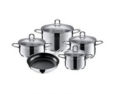 Silit Diamant Topfset 5-teilig, Töpfe mit Glasdeckel, Pfanne beschichtet, Induktionstöpfe, Edelstahl poliert, Topf Induktion, unbeschichtet, backofengeeignet