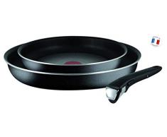 Tefal Ingenio Elegance L23190 Pfannen-Set 3 tlg. (22 cm, 26 cm), Aluminium, inklusive abnehmbarer Ingenio 5 Griff, grau/blau