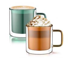 ecooe 2x320ml Doppelwandige Farbige Saftglas Wassergläser Trinkgläser Latte Macchiato Gläser Teegläser Cappuccino Tasse Kaffeeglas