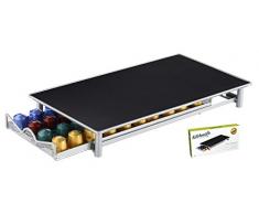 Nespresso Kaffee-Kapselhalter - zur Aufbewahrung von 40 Kapseln in einem Stapelständer - Anti-Vibration, rutschfeste Oberfläche - Ständer mit netzförmigen Fächern (Silber-Grau)