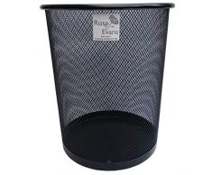 Rose Evans Runder Gitter-Papierkorb, Schwarz