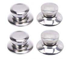 4 Stücke Edelstahl Topfdeckelgriffe,Universal Topfdeckel Ersatzgriff Set Ersatzgriff Topf Deckelgriff Deckelknopf Deckelgriff Knauf als Ersatzteil auf Pfanne Topf Deckel,2 Arten