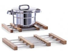 Zeller 25299 Topfuntersetzer, ausziehbar, Bamboo/Edelstahl