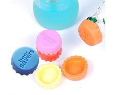 Ealicere 6er Set Silikon–Kronkorken,Flaschenverschluss, Beer Saver, kreative Bunte Bier oder Wein Kapseln, Umweltfreundlicher Stöpsel aus Silicon wiederverwendbar（Zufällige Farbe）