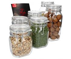 MamboCat 6-TLG. Set Drahtbügelglas Fido 0,75L + 1,0L + 1,5L I Einmachglas mit Bügelverschluss I Vorratsglas I Küchen-Zubehör I Hobby