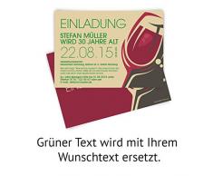 Einladungskarten zum Geburtstag (10 Stück) Rotwein Rot Wein Glas Trauben Einladung