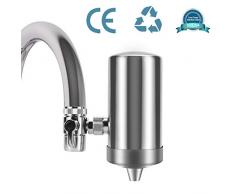 YJHome Wasserfilter Wasserhahn, Edelstahl 304 Trinkwasserfilter | Gesunder Prämie Wasser Filtersystem Küchenzubehör | Wasserhahnfilter für mit Filterkartuschen