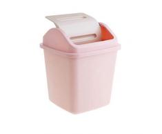 ZDS Wave-Abdeckung Abfall/Müll einfach Wohnzimmer Küche Bad Abfallkörbe kreativer Heimat große Kunststoff-Mülleimer (Color : Pink)