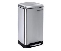 SONGMICS Mülleimer aus Edelstahl, 30 L Treteimer mit Deckel, 34,5 x 27,5 x 61,5 cm, Silber, LTB01L