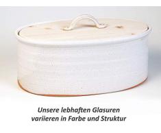 Brottopf – Oval, weiß-sand, Keramik/Holz, eine Variante der Familiengröße