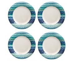 Online Kitchenware Epicurean Coastal Chic Stripe 26,5 cm Abendessen Teller, Melamin-Set von 4