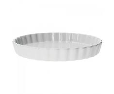 Van Well Quiche-Form rund, Ø 275 mm, H 40 mm, wellige Auflaufform aus Porzellan, hitzebeständig, große Kuchenform, Geschirr weiß, Kochen + Backen