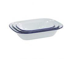 ProCook traditionelle Auflaufform - Ofenform - 3-teilig - Emaille - weiß - blau