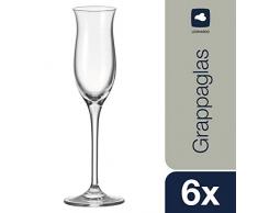 LEONARDO HOME Cheers Grappa-Glas, Schnaps-Glas mit gezogenem Stiel, spülmaschinenfeste Digestif-Gläser, 6er Set, 9 cl, 061639