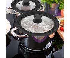 bremermann® Universal-Glasdeckel mit Silikonrand, 16/18/20 cm, klein (Schwarz)