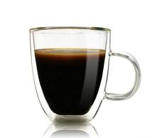 LANKOULI Kaffeetassen Hitzebeständiges Glas Doppelwandiges Kaffeeglas Hochbor-hitzebeständige Gläser Bierbecher 350 ml Becher
