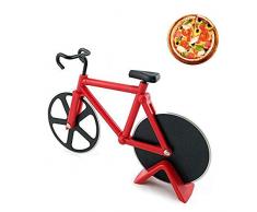 Fahrrad Pizzaschneider, Edelstahl-Pizzaschneider, Edelstahl-Fahrrad-Radschneider, Kuchenschneider, Antihaftbeschichteter Edelstahl Pizzaroller mit Ständer, 100% Essen Grade Pizza Schneider, Rot