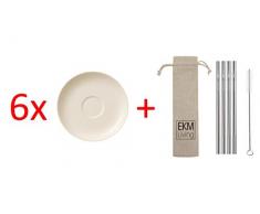 Villeroy & Boch for Me Frühstücksuntertasse 6 Stück Nr. 1041531250 und 4er Set EKM Living Edelstahl Strohhalme