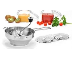 Benelando® Passiermühle aus Edelstahl mit 3 Einsätzen