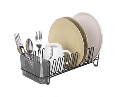 mDesign Geschirrabtropfer - Plastik-Abtropfablage für Spüle - tolles Abtropfgestell - bis zu 15 Teller + Besteck - 31,8 cm x 14,0 cm x 10,2 cm