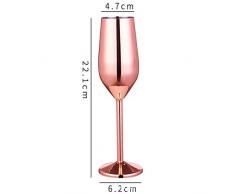 szkn Edelstahl Kelch High End Rotwein Saft Drink Champagner Wein Cup für Bar Esszimmer Diele One Champagnerglas 220 ml [Roségold]