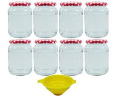 mikken 8X Einmachglas 720ml mit Schraubverschluss, inkl. Einmachtrichter